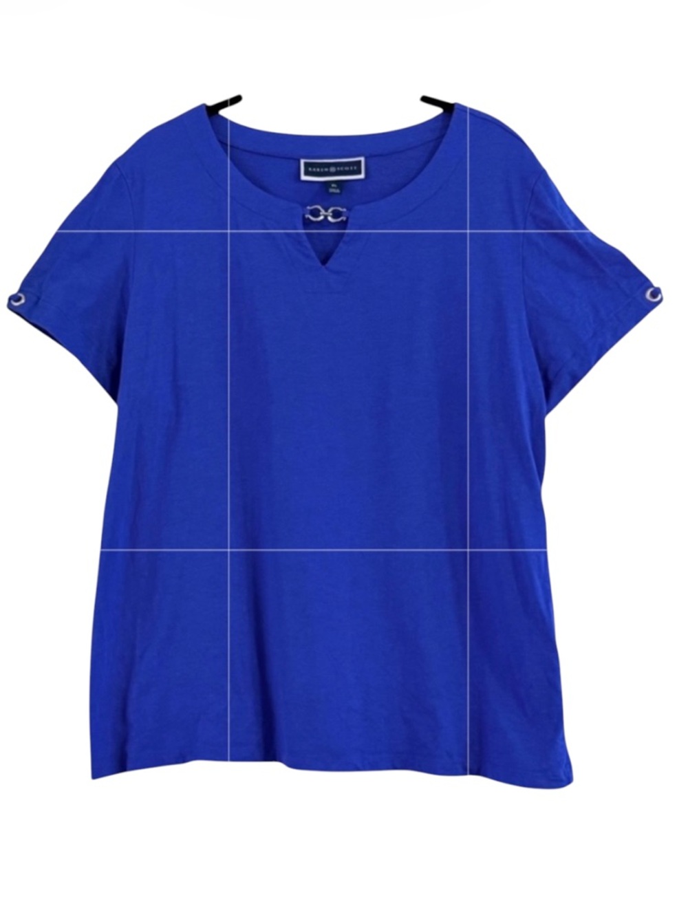Karen Scott Royal Blue Short Sleeve Top Designed With Split Shoulder Size XL